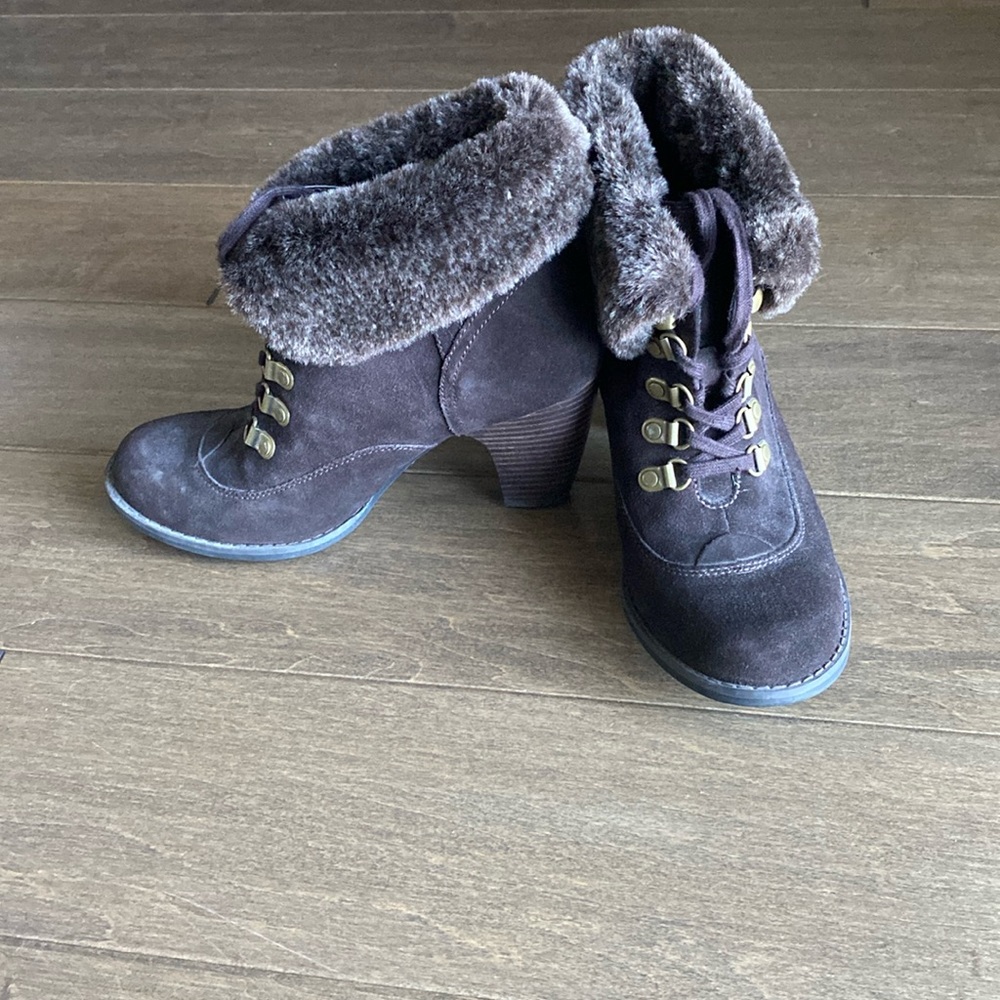 Brown laced booties